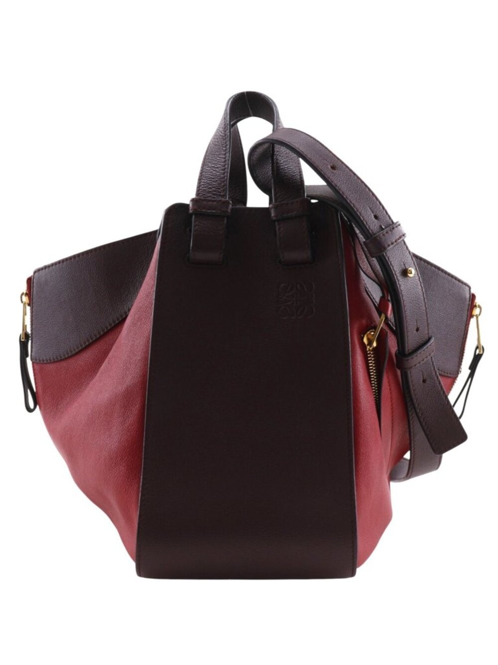 Loewe Hammock Medium 2-Way Shoulder Calfskin Brown Red Handbag